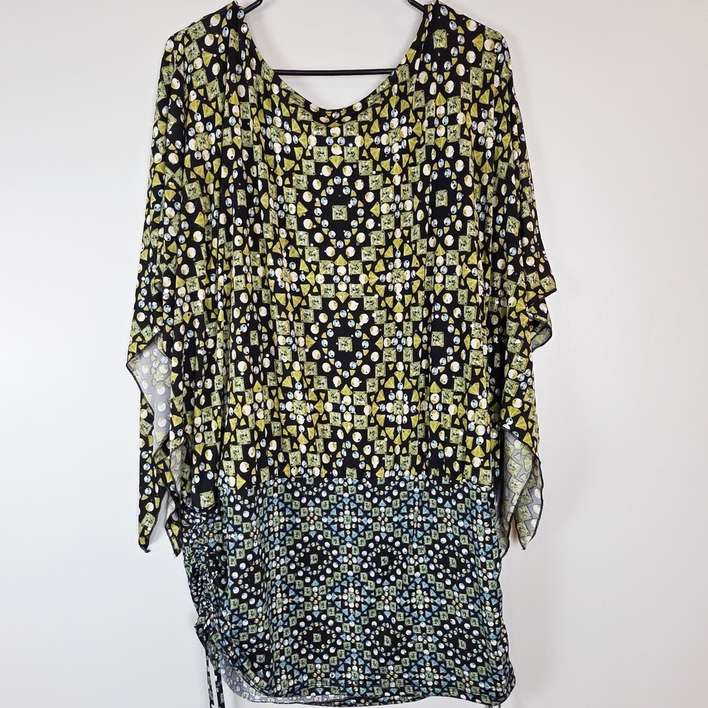 Style & Co Womens Tunic Size XL Multicolor Geometric Stretch Top.E96